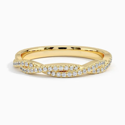 Yarım Tur Alyans Yüzük 0.50 Karat Yuvarlak Kesim Laboratuvar Pırlanta Yüzük 18K - Bold Diamonds