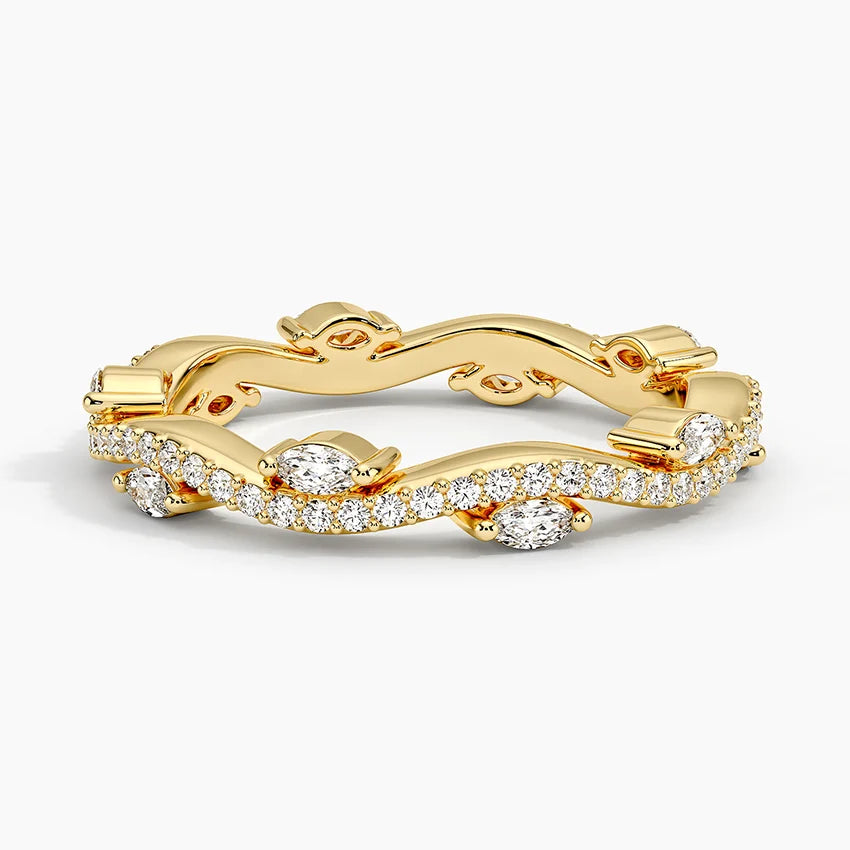 Pırlanta Alyans 0.50 Karat Marquise Kesim Laboratuvar Pırlanta Yüzük 18K - Bold Diamonds