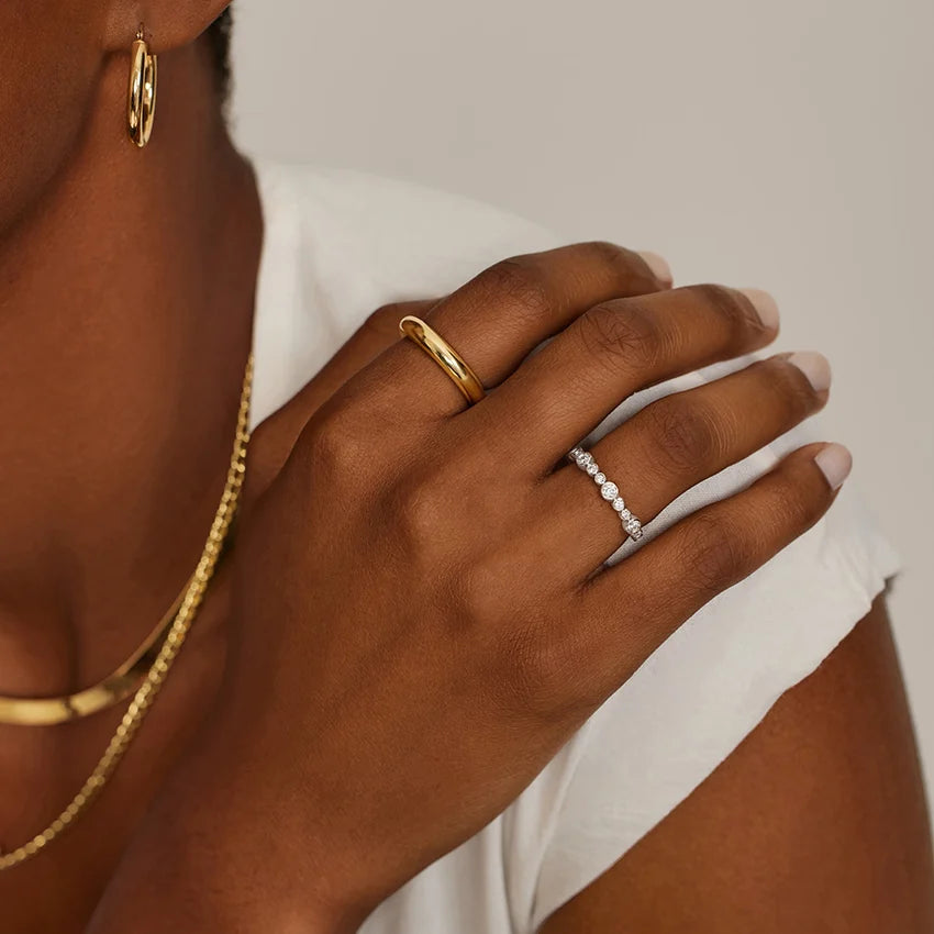 Yarım Tur Yüzük 0.50 Karat Yuvarlak Kesim Laboratuvar Pırlanta Yüzük 18K - Bold Diamonds
