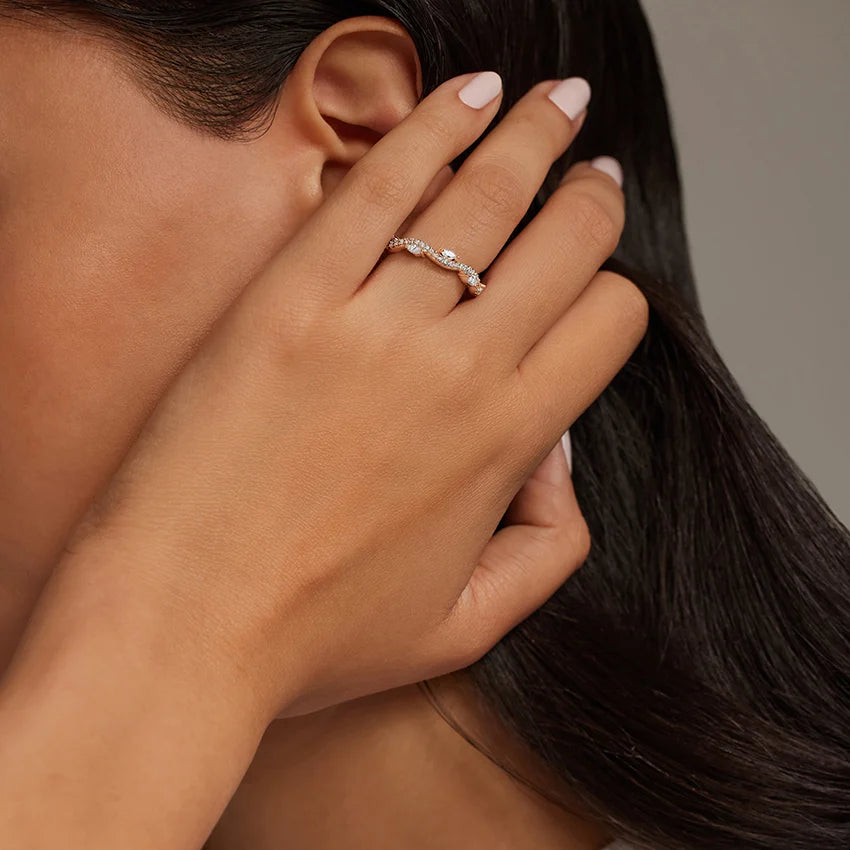Pırlanta Alyans 0.50 Karat Marquise Kesim Laboratuvar Pırlanta Yüzük 18K - Bold Diamonds