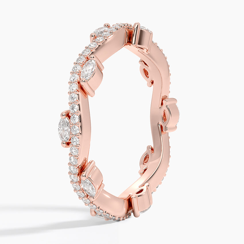 Pırlanta Alyans 0.50 Karat Marquise Kesim Laboratuvar Pırlanta Yüzük 18K - Bold Diamonds