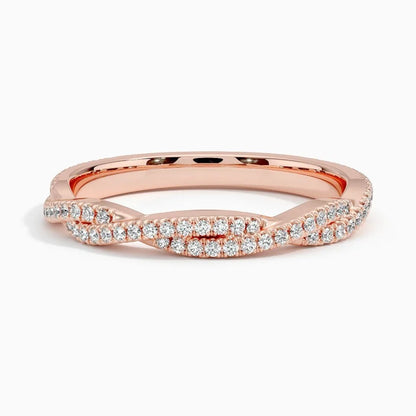 Yarım Tur Alyans Yüzük 0.50 Karat Yuvarlak Kesim Laboratuvar Pırlanta Yüzük 18K - Bold Diamonds