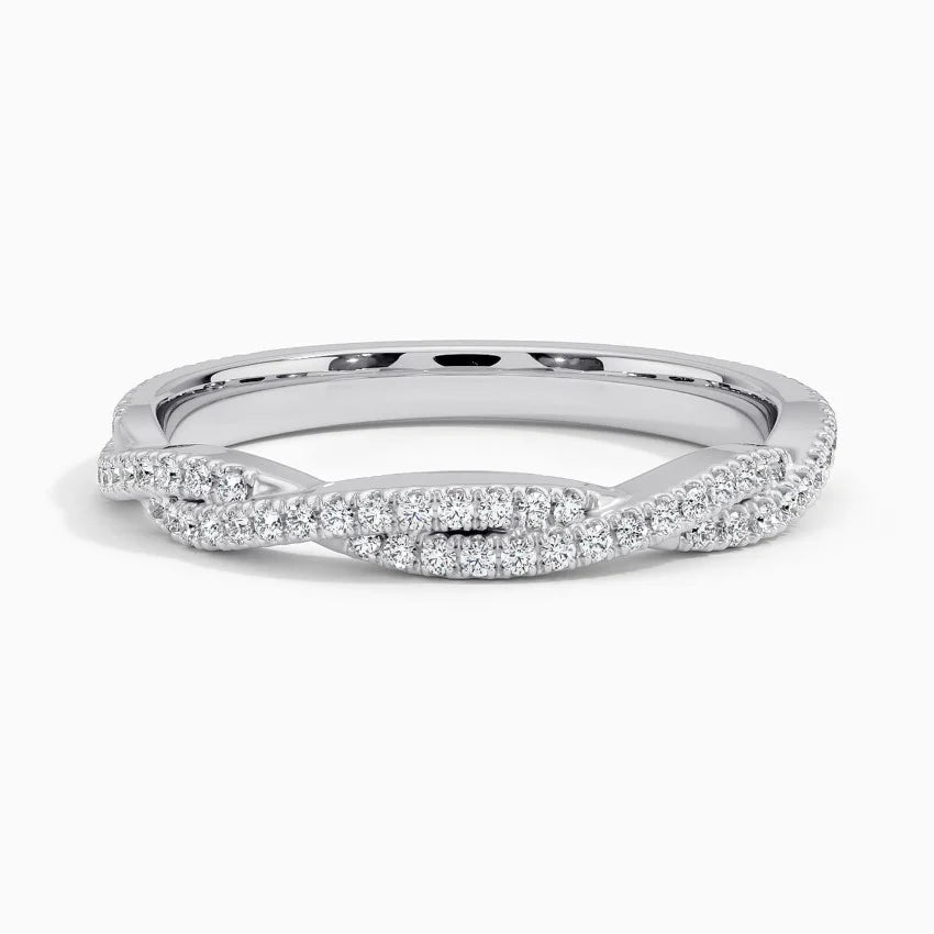 Yarım Tur Alyans Yüzük 0.50 Karat Yuvarlak Kesim Laboratuvar Pırlanta Yüzük 18K - Bold Diamonds