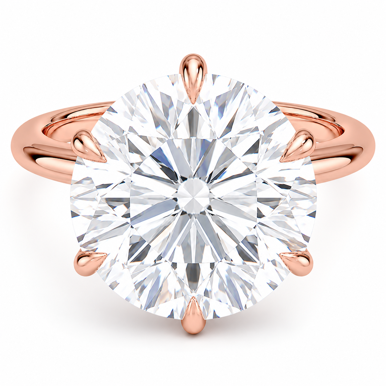 Altı Tırnak 7.00 Karat Yuvarlak Kesim D-VS Tektaş Laboratuvar Pırlanta Yüzük - Bold Diamonds