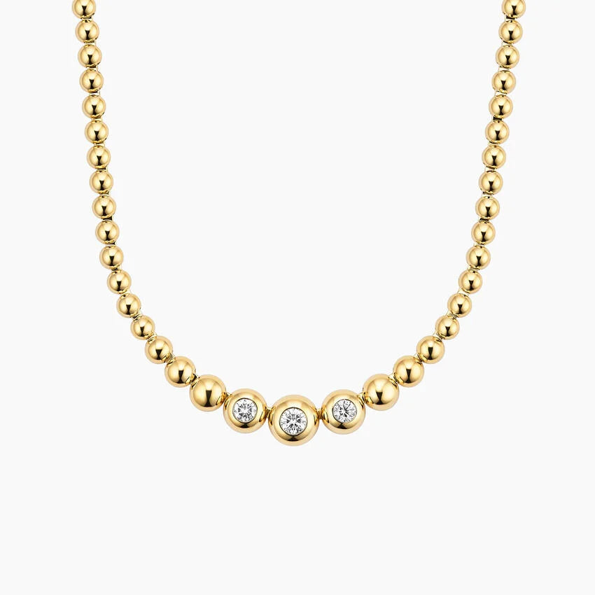 Boncuk Model 1.00 karat Yuvarlak Kesim Laboratuvar Pırlanta Kolye 18K - Bold Diamonds