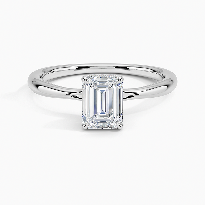 1.10 Karat Emerald Kesim Hidden Halo Tasarım Tektaş Laboratuvar Pırlanta Yüzük 18K  - Alvora - Bold Diamonds