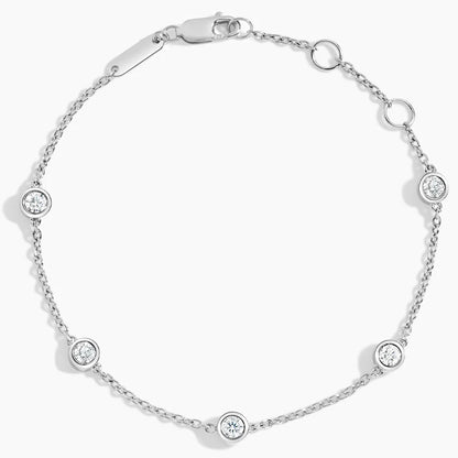 Beş Taşlı Model 1.00 Karat Yuvarlak Kesim Laboratuvar Pırlanta Bileklik 18K - Bold Diamonds