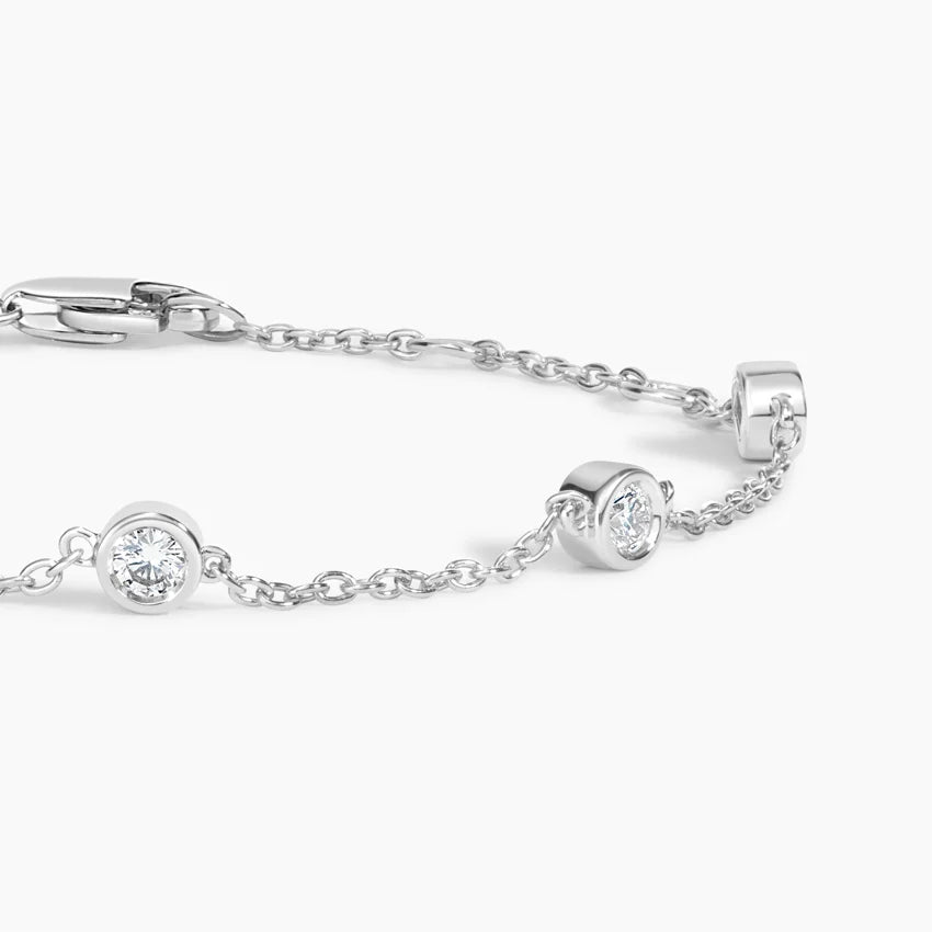 Beş Taşlı Model 1.00 Karat Yuvarlak Kesim Laboratuvar Pırlanta Bileklik 18K - Bold Diamonds