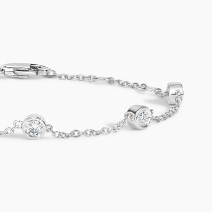 Beş Taşlı Model 1.00 Karat Yuvarlak Kesim Laboratuvar Pırlanta Bileklik 18K - Bold Diamonds