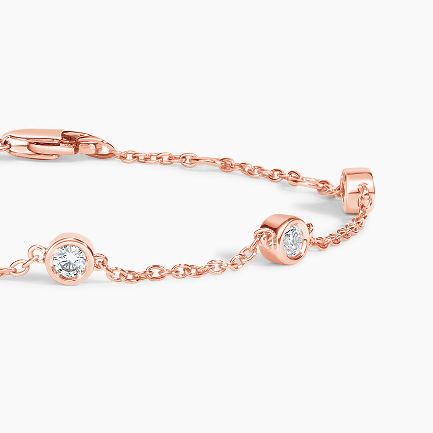 Beş Taşlı Model 1.00 Karat Yuvarlak Kesim Laboratuvar Pırlanta Bileklik 18K - Bold Diamonds