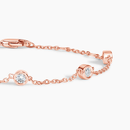Beş Taşlı Model 1.00 Karat Yuvarlak Kesim Laboratuvar Pırlanta Bileklik 18K - Bold Diamonds