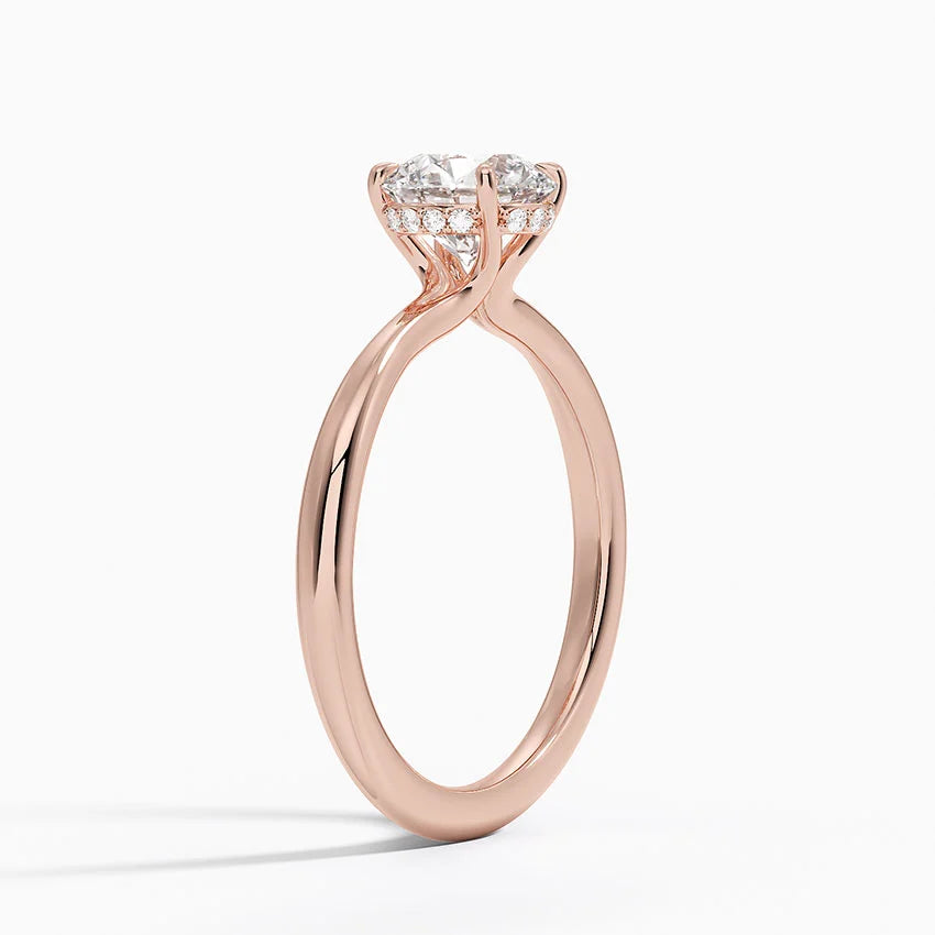 1.10 Karat Hidden Halo Tasarım Tektaş Laboratuvar Pırlanta Yüzük 18K  - Alvora - Bold Diamonds