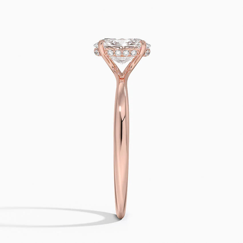 1.10 Karat Oval Kesim Hidden Halo Tasarım Tektaş Laboratuvar Pırlanta Yüzük 18K  - Alvora - Bold Diamonds