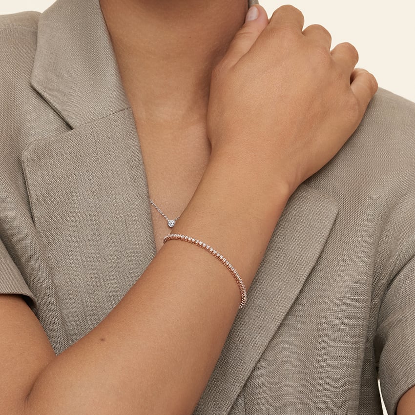 Su Yolu Model 1.00 Karat Yuvarlak Kesim Laboratuvar Pırlanta Bileklik 18K - Bold Diamonds