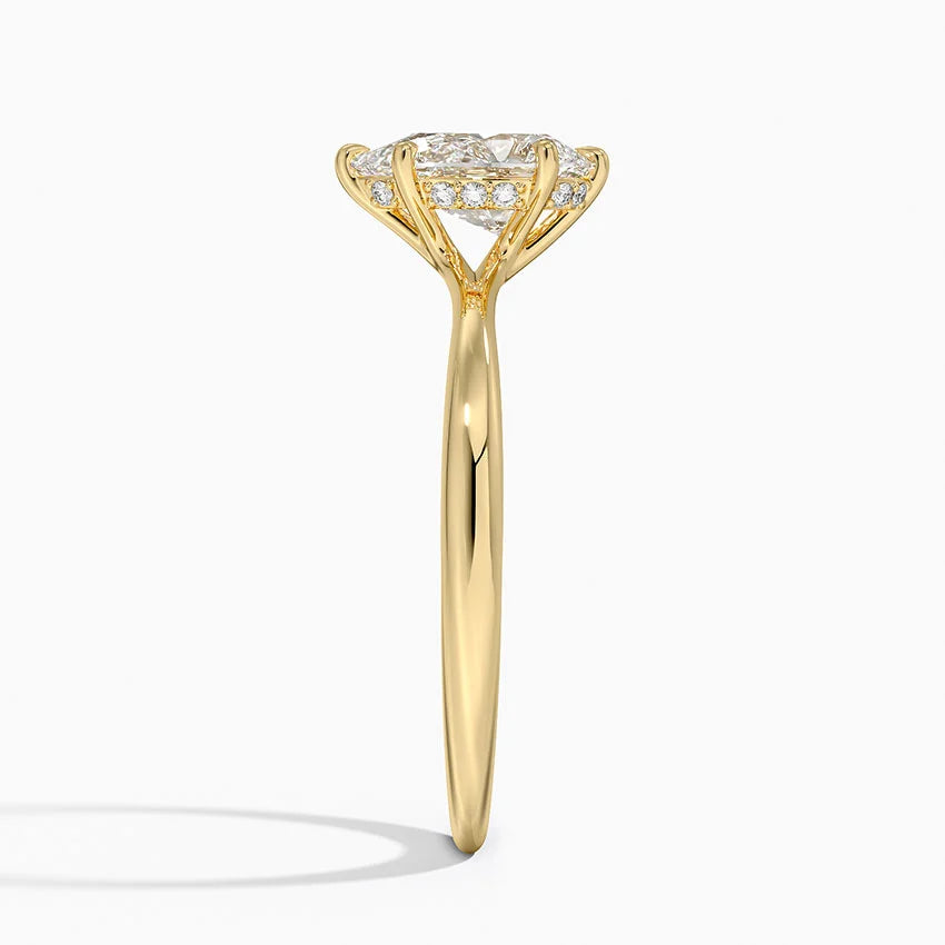 1.10 Karat Pear Kesim Hidden Halo Tasarım Tektaş Laboratuvar Pırlanta Yüzük 18K  - Alvora - Bold Diamonds