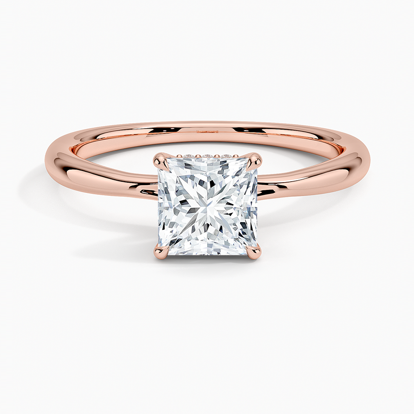 1.10 Karat Prenses Kesim Hidden Halo Tasarım Tektaş Laboratuvar Pırlanta Yüzük 18K  - Alvora - Bold Diamonds