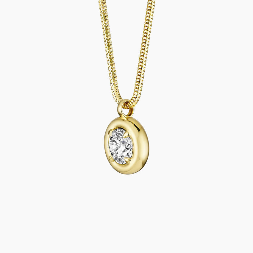 Secren Charm Yuvarlak 1.00 karat Yuvarlak Kesim Laboratuvar Pırlanta Kolye 18K - Bold Diamonds