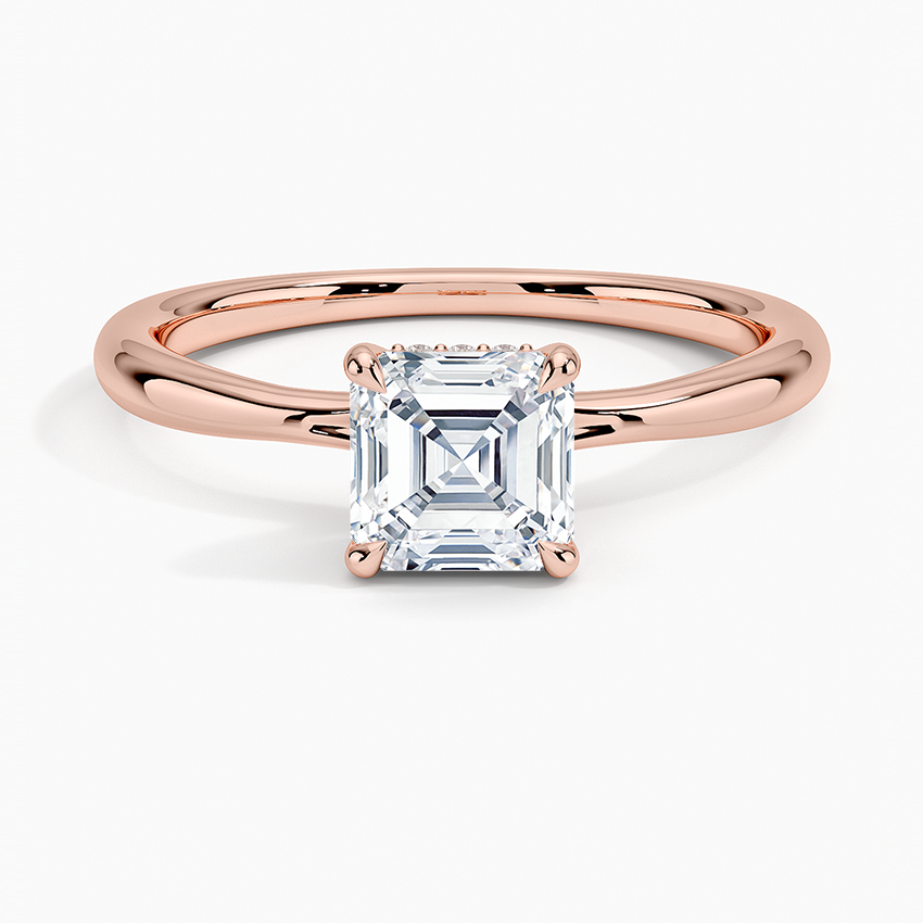 1.10 Karat Asscher Kesim Hidden Halo Tasarım Tektaş Laboratuvar Pırlanta Yüzük 18K  - Alvora - Bold Diamonds