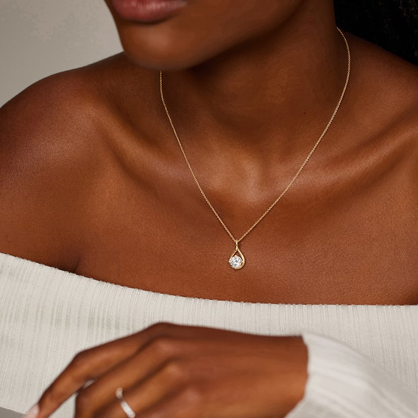 Zarafet Işıltısı Model 1.00 karat Yuvarlak Kesim Laboratuvar Pırlanta Kolye 18K - Bold Diamonds