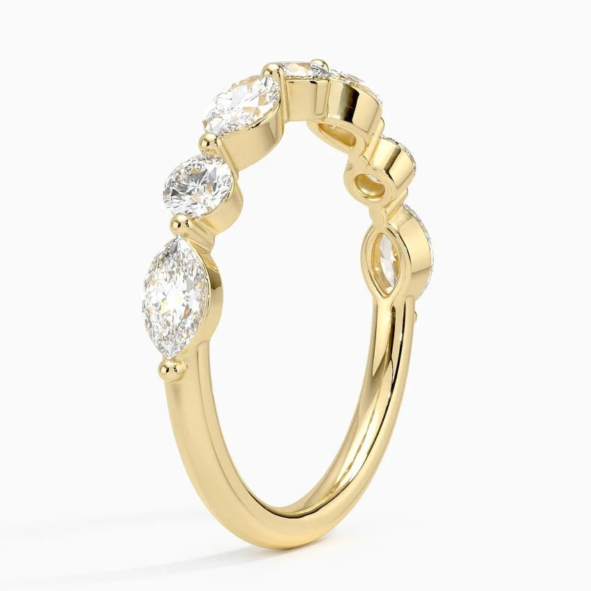 Yarım Tur Yüzük 1.00 Karat Yuvarlak Kesim Laboratuvar Pırlanta Yüzük 18K - Bold Diamonds
