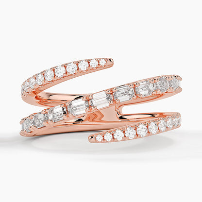 Sarmal 1,00 Karat Baget Kesim Laboratuvar Pırlanta Yüzük 18K - Bold Diamonds