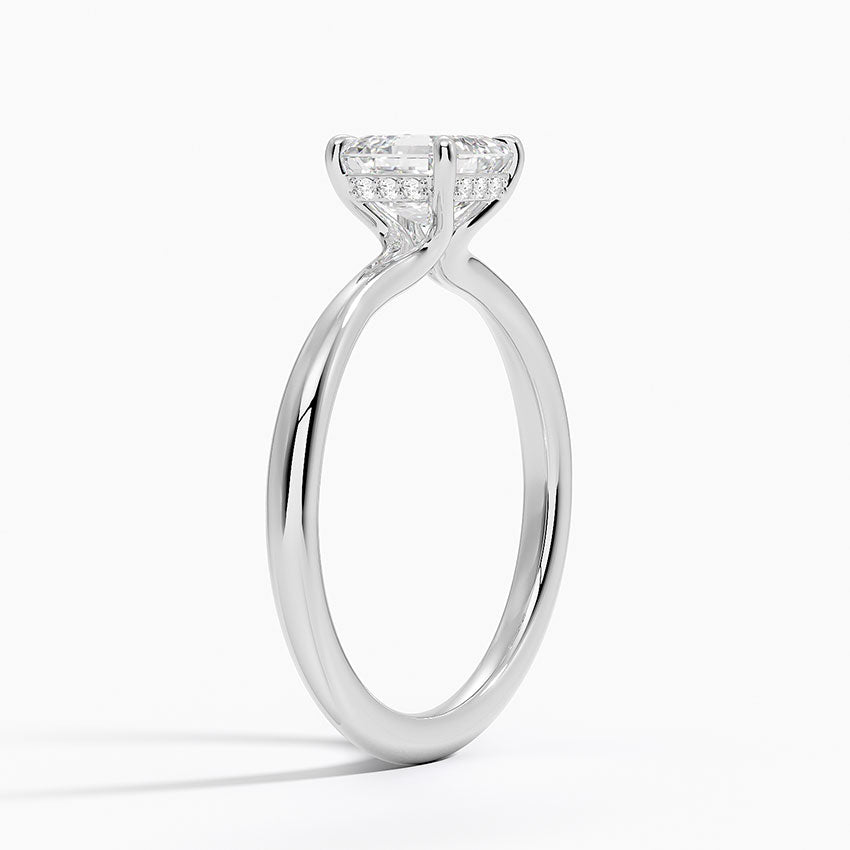 1.10 Karat Asscher Kesim Hidden Halo Tasarım Tektaş Laboratuvar Pırlanta Yüzük 18K  - Alvora - Bold Diamonds