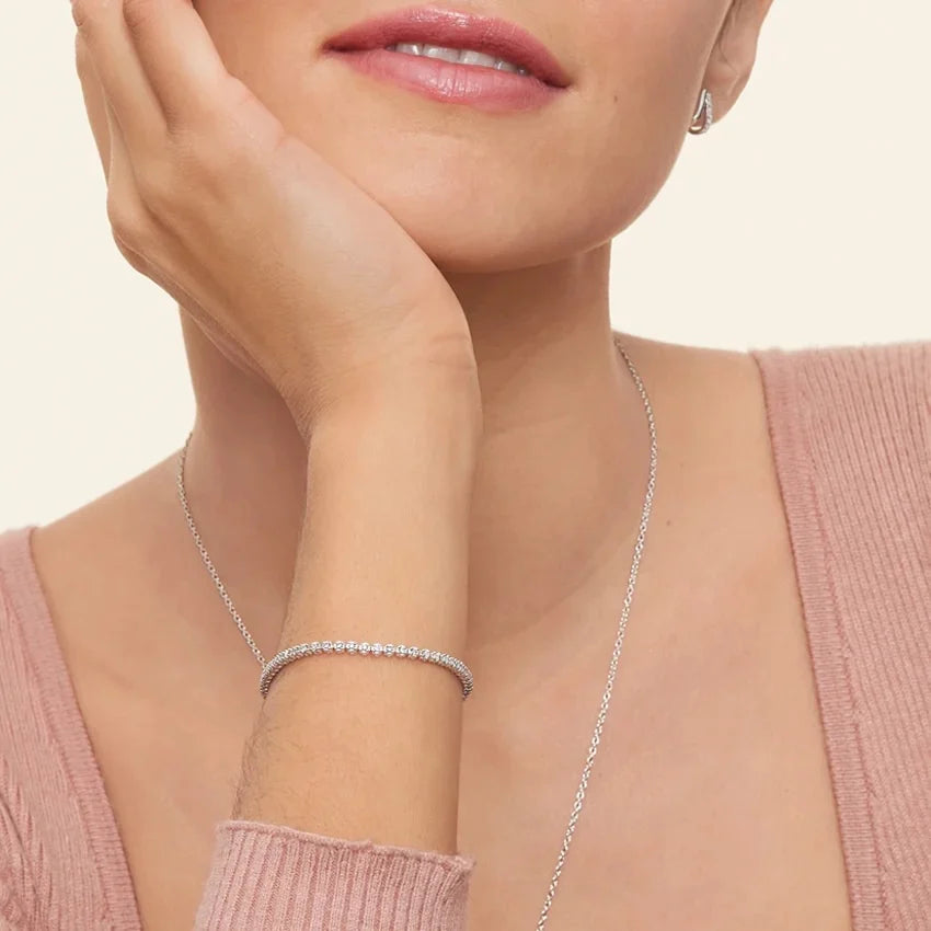 Su Yolu Model 1.00 Karat Yuvarlak Kesim Laboratuvar Pırlanta Bileklik 18K - Bold Diamonds