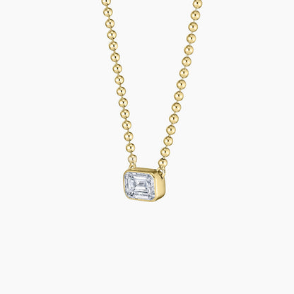 Boncuk Zincir Emerald  1.00 karat Emerald Kesim Laboratuvar Pırlanta Kolye 18K - Bold Diamonds