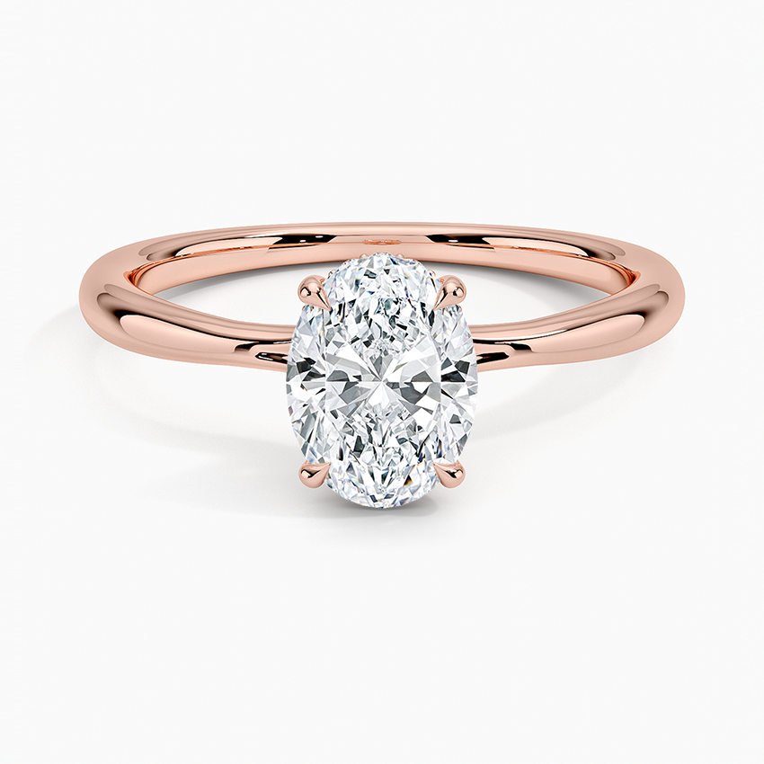 1.10 Karat Oval Kesim Hidden Halo Tasarım Tektaş Laboratuvar Pırlanta Yüzük 18K  - Alvora - Bold Diamonds