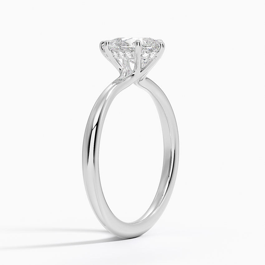 1.10 Karat Pear Kesim Hidden Halo Tasarım Tektaş Laboratuvar Pırlanta Yüzük 18K  - Alvora - Bold Diamonds