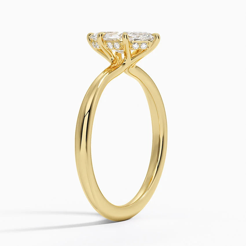 1.10 Karat Marquise Kesim Hidden Halo Tasarım Tektaş Laboratuvar Pırlanta Yüzük 18K  - Alvora - Bold Diamonds
