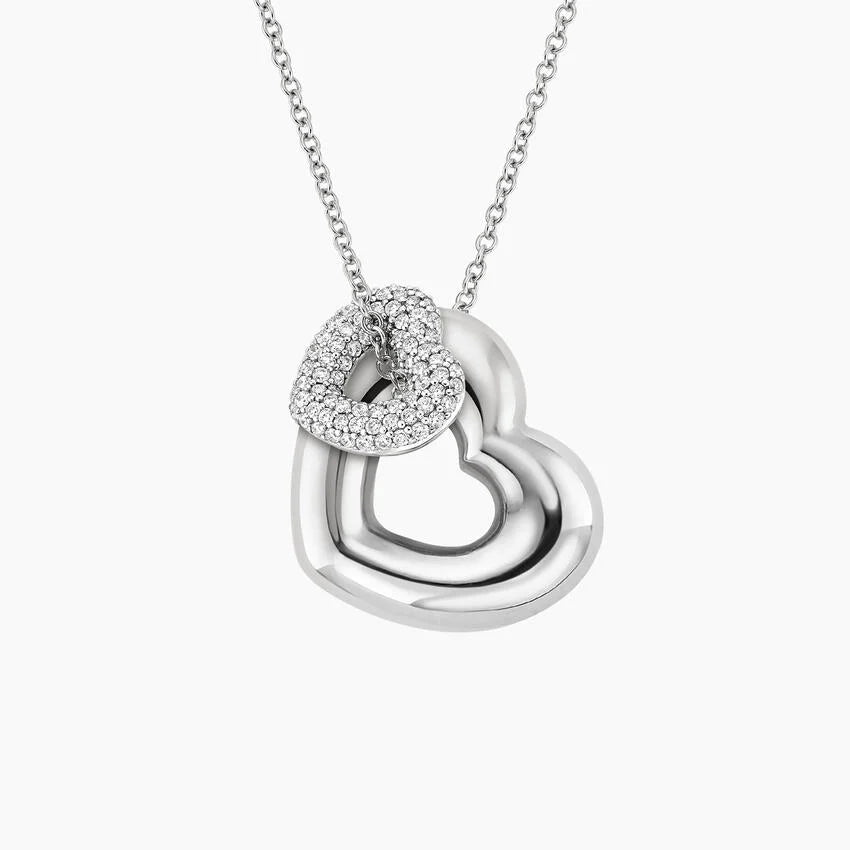 İkili Kalp Model 1.00 karat Yuvarlak Kesim Laboratuvar Pırlanta Kolye 18K - Bold Diamonds
