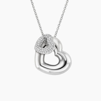 İkili Kalp Model 1.00 karat Yuvarlak Kesim Laboratuvar Pırlanta Kolye 18K - Bold Diamonds