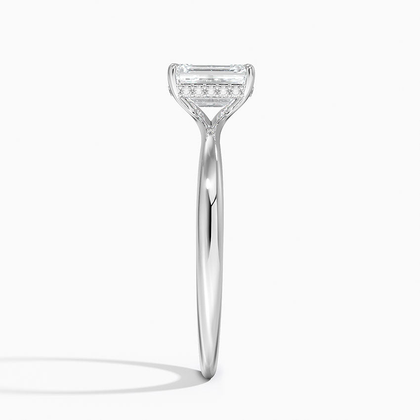 1.10 Karat Emerald Kesim Hidden Halo Tasarım Tektaş Laboratuvar Pırlanta Yüzük 18K  - Alvora - Bold Diamonds