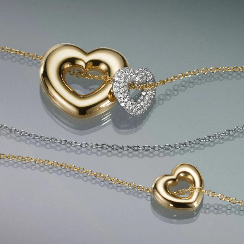 İkili Kalp Model 1.00 karat Yuvarlak Kesim Laboratuvar Pırlanta Kolye 18K - Bold Diamonds