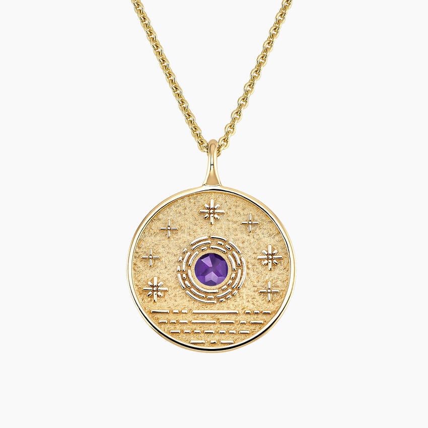 Güneş Model 1.00 karat Laboratuvar Amethyst Kolye 18K - Bold Diamonds