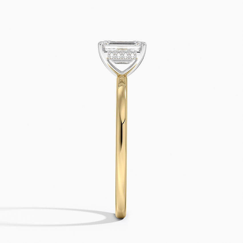 1.10 Karat Emerald Kesim Hidden Halo Tasarım Tektaş Laboratuvar Pırlanta Yüzük 18K  - Elora - Bold Diamonds