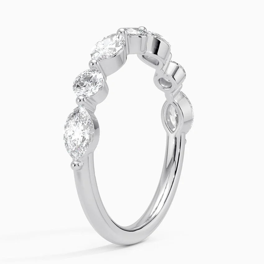 Yarım Tur Yüzük 1.00 Karat Yuvarlak Kesim Laboratuvar Pırlanta Yüzük 18K - Bold Diamonds