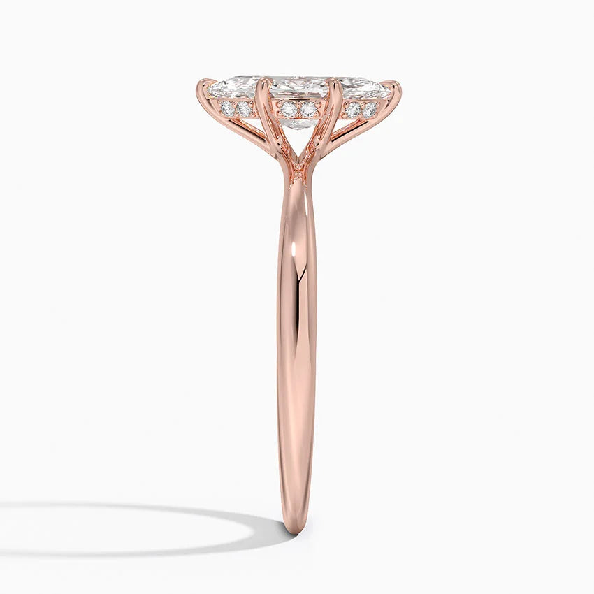 1.10 Karat Marquise Kesim Hidden Halo Tasarım Tektaş Laboratuvar Pırlanta Yüzük 18K  - Alvora - Bold Diamonds