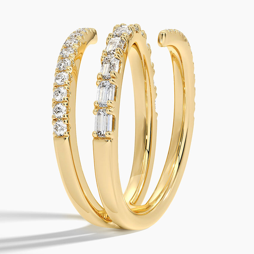 Sarmal 1,00 Karat Baget Kesim Laboratuvar Pırlanta Yüzük 18K - Bold Diamonds