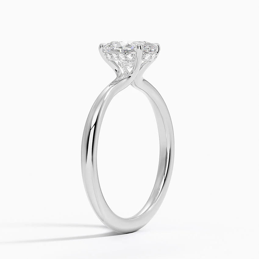 1.10 Karat Oval Kesim Hidden Halo Tasarım Tektaş Laboratuvar Pırlanta Yüzük 18K  - Alvora - Bold Diamonds