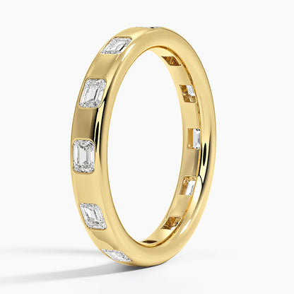 Özel Tasarım Alyans 1,00 Karat Emerald Kesim Laboratuvar Pırlanta Yüzük 18K - Bold Diamonds