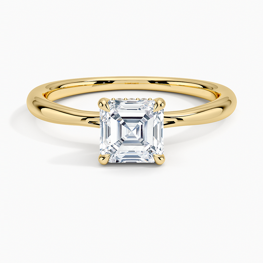 1.10 Karat Asscher Kesim Hidden Halo Tasarım Tektaş Laboratuvar Pırlanta Yüzük 18K  - Alvora - Bold Diamonds