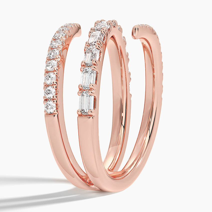 Sarmal 1,00 Karat Baget Kesim Laboratuvar Pırlanta Yüzük 18K - Bold Diamonds