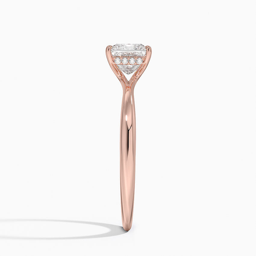 1.10 Karat Prenses Kesim Hidden Halo Tasarım Tektaş Laboratuvar Pırlanta Yüzük 18K  - Alvora - Bold Diamonds