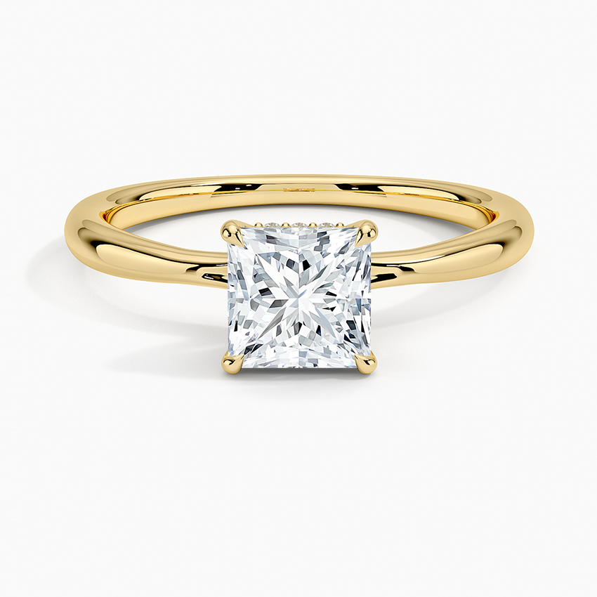 1.10 Karat Prenses Kesim Hidden Halo Tasarım Tektaş Laboratuvar Pırlanta Yüzük 18K  - Alvora - Bold Diamonds
