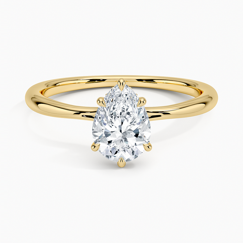 1.10 Karat Pear Kesim Hidden Halo Tasarım Tektaş Laboratuvar Pırlanta Yüzük 18K  - Alvora - Bold Diamonds