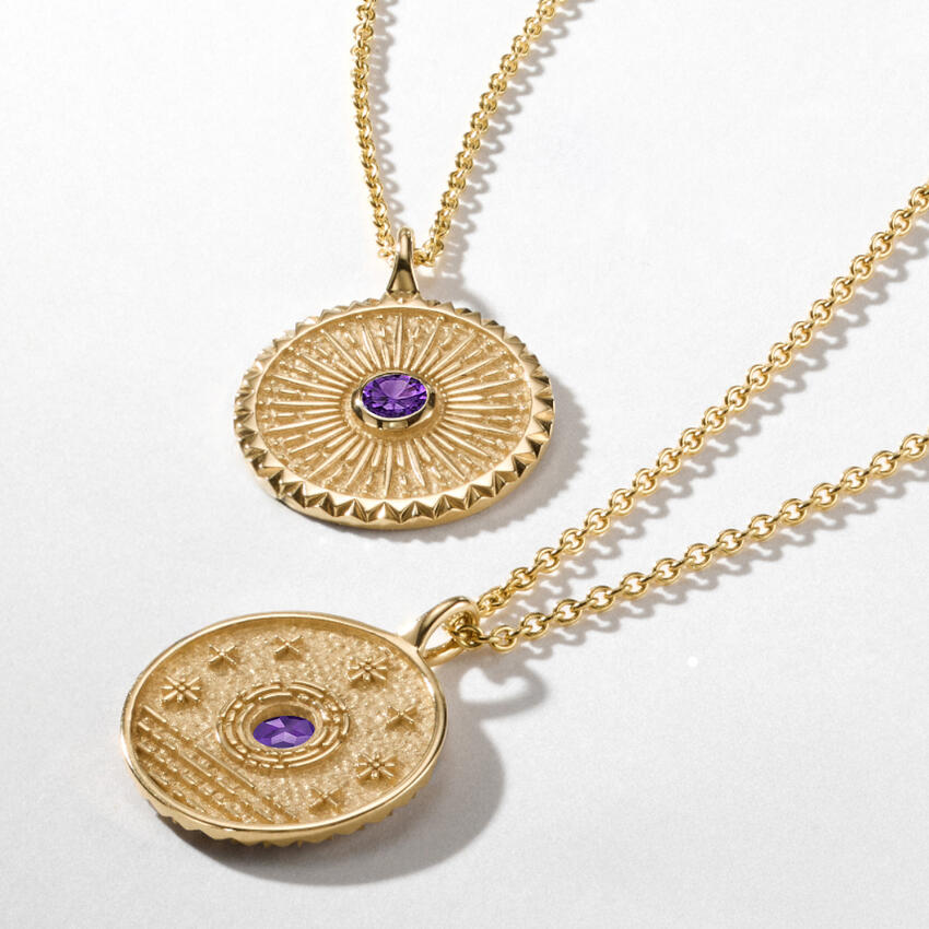 Güneş Model 1.00 karat Laboratuvar Amethyst Kolye 18K - Bold Diamonds
