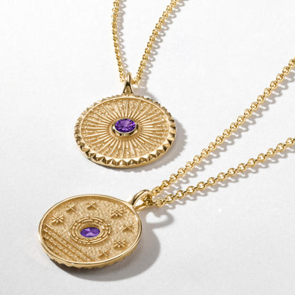 Sun Model 1.00 carat Laboratory Amethyst Necklace 18K 