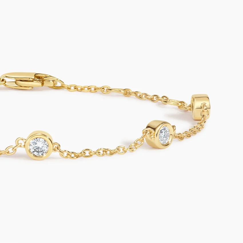 Beş Taşlı Model 1.00 Karat Yuvarlak Kesim Laboratuvar Pırlanta Bileklik 18K - Bold Diamonds